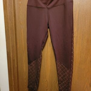 Victoria's Secret Sport Burgundy W/Lower Leg Mesh Leggings Size L